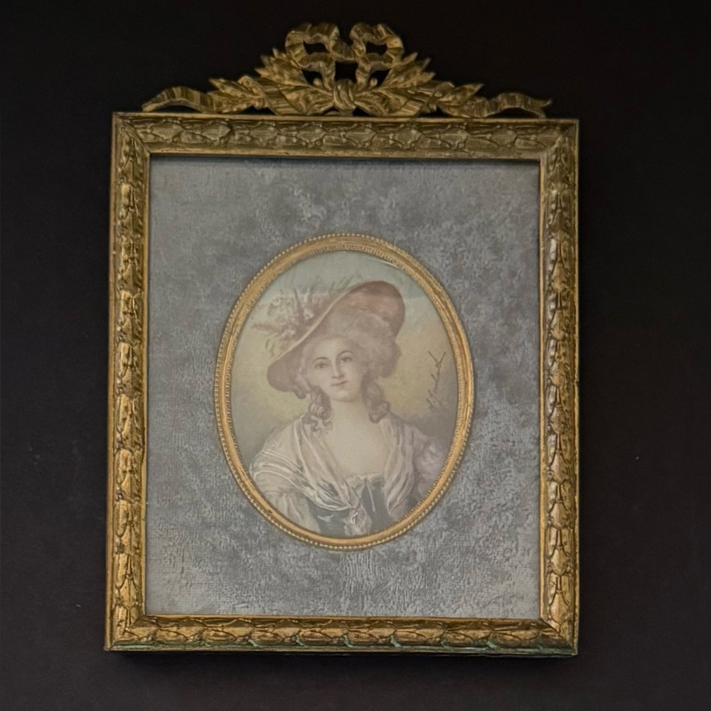 SOLD  Antique Miniature Ornate Framed Portrait. 
Unknown Subject.